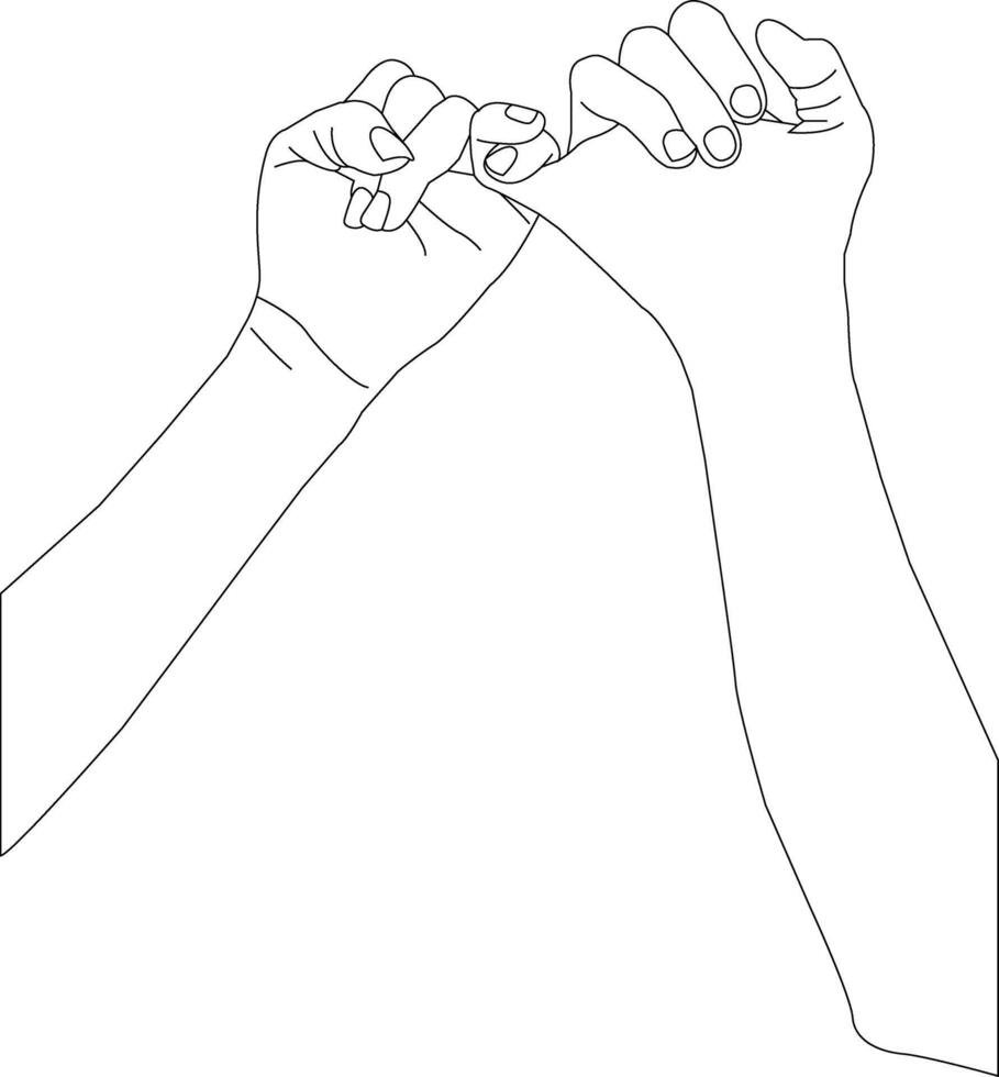 One line drawing hand holding on white background vector