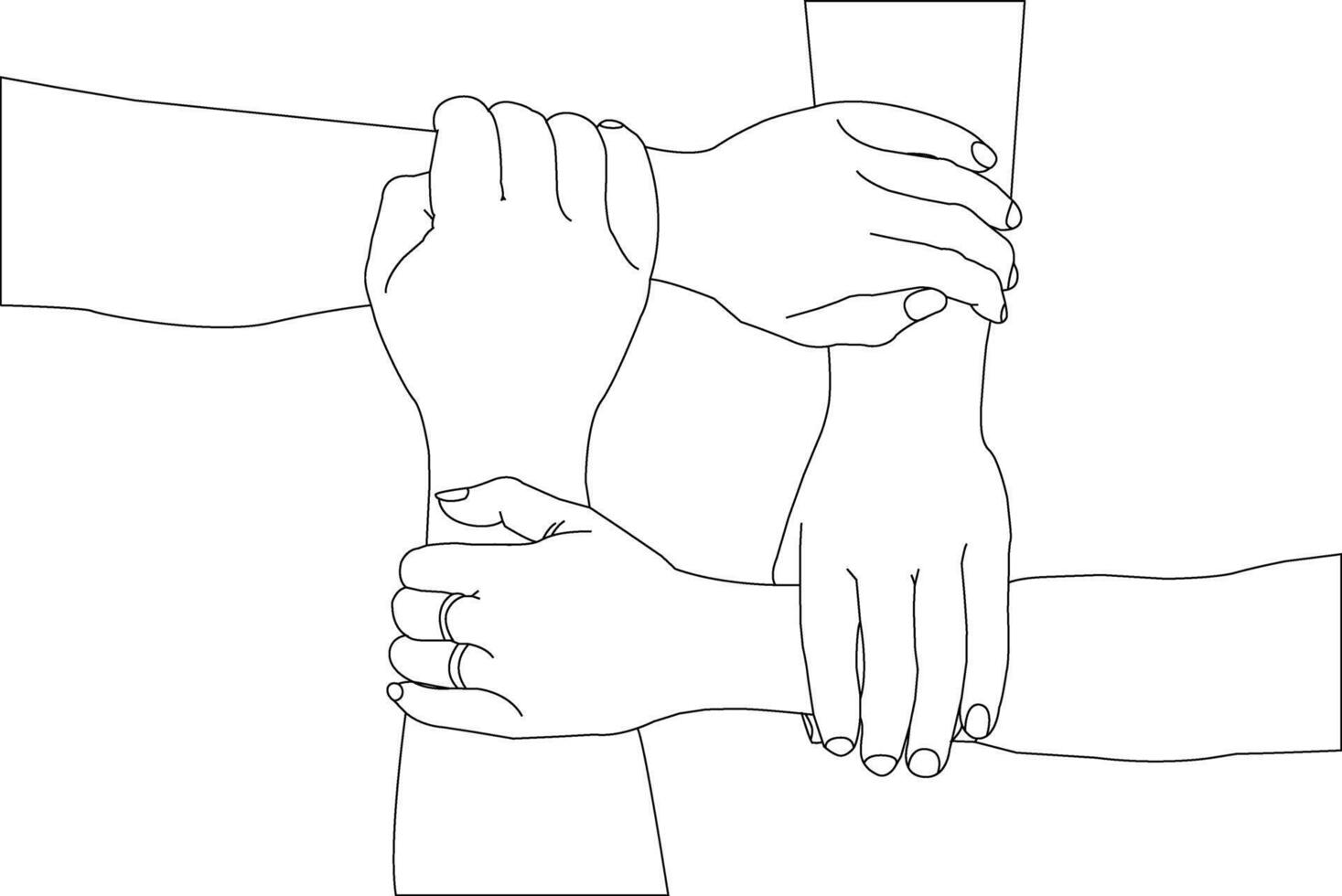 One line drawing hand holding on white background vector