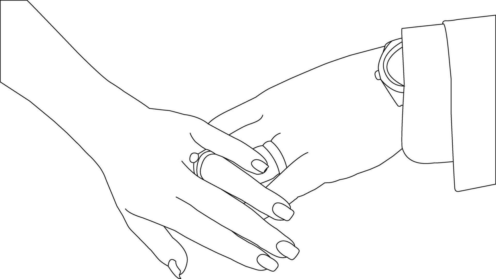 One line drawing hand holding on white background vector