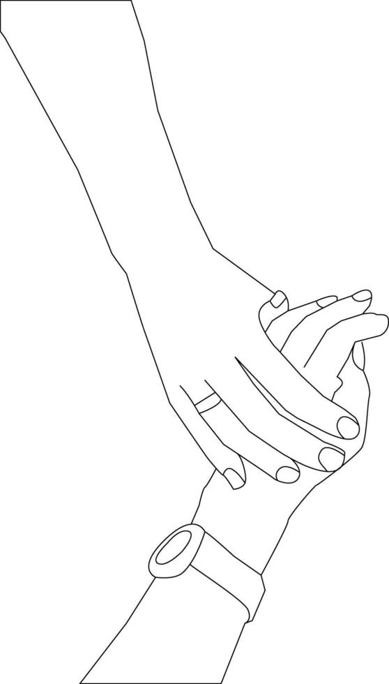 One line drawing hand holding on white background vector