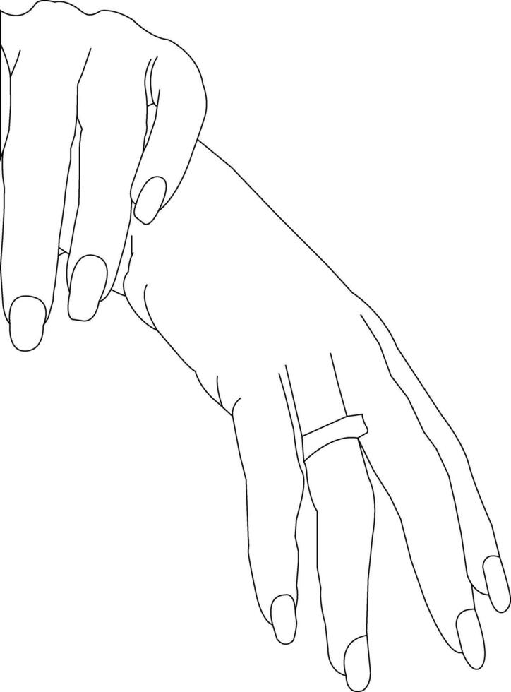 One line drawing hand holding on white background vector