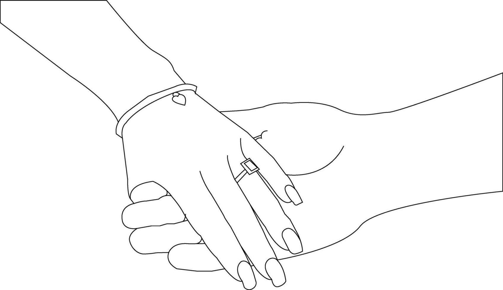 One line drawing hand holding on white background vector