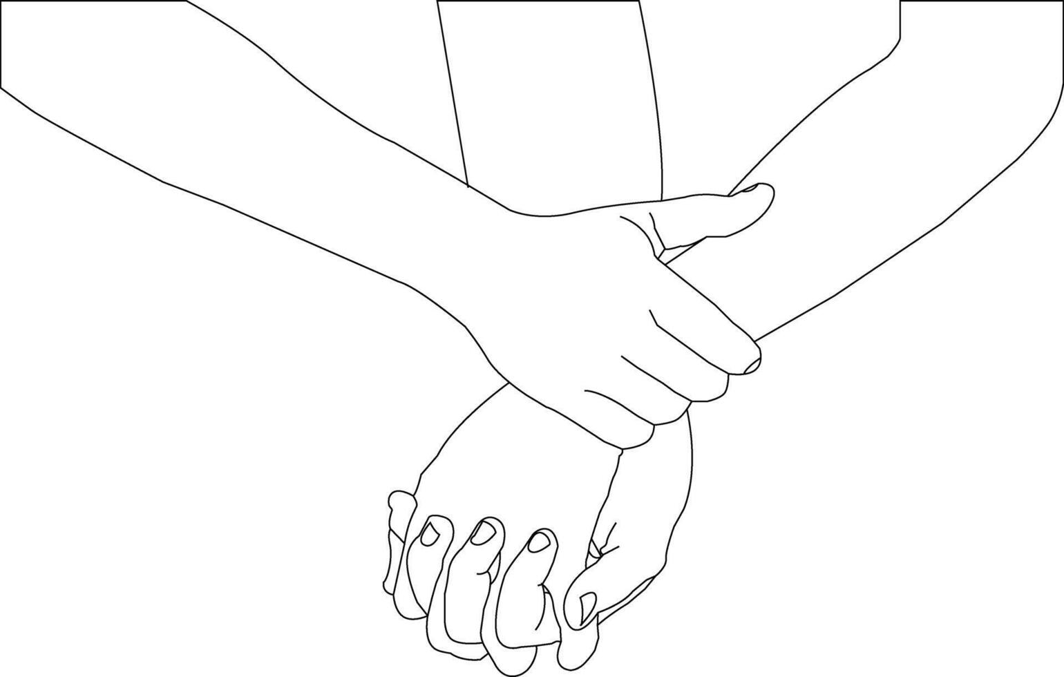 One line drawing hand holding on white background vector