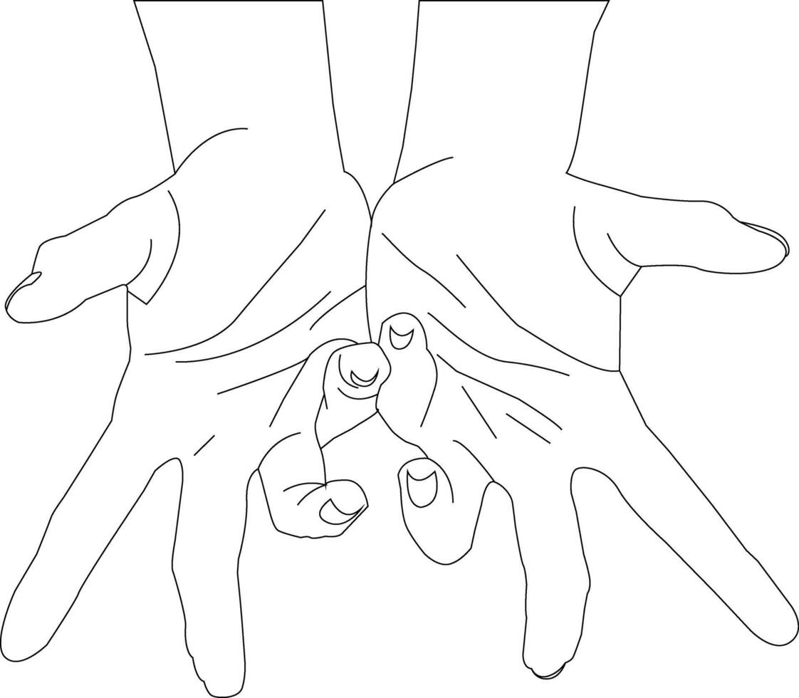 One line drawing hand holding on white background vector