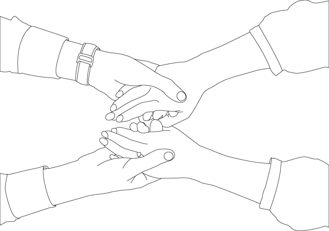 One line drawing hand holding on white background vector