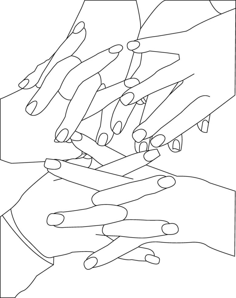 One line drawing hand holding on white background vector