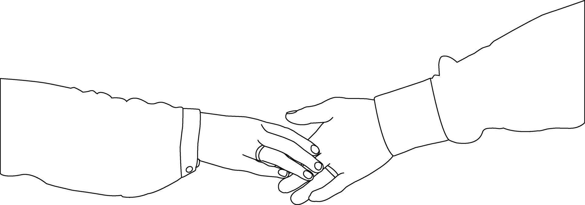 One line drawing hand holding on white background vector