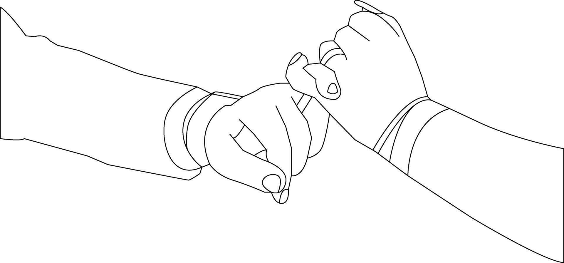One line drawing hand holding on white background vector