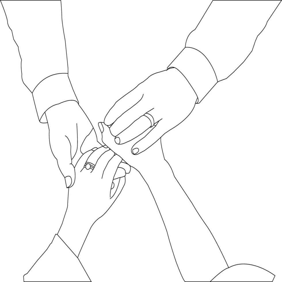 One line drawing hand holding on white background vector