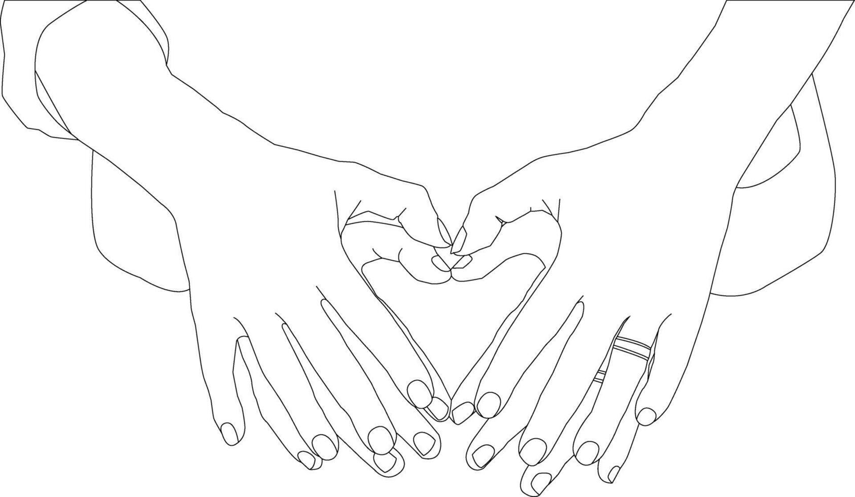 One line drawing hand holding on white background vector