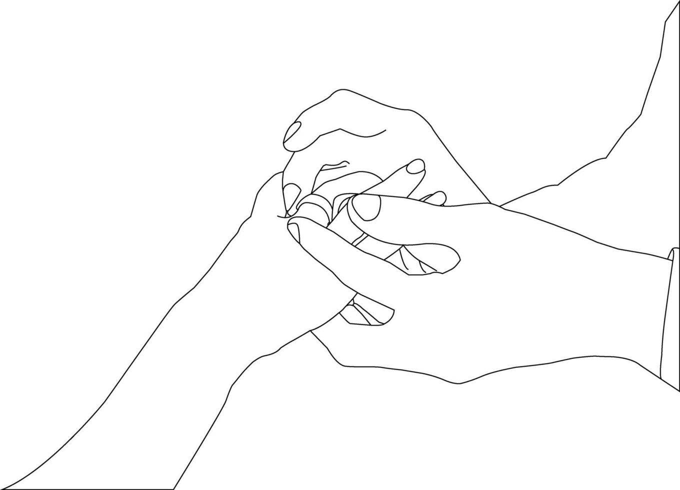 One line drawing hand holding on white background vector