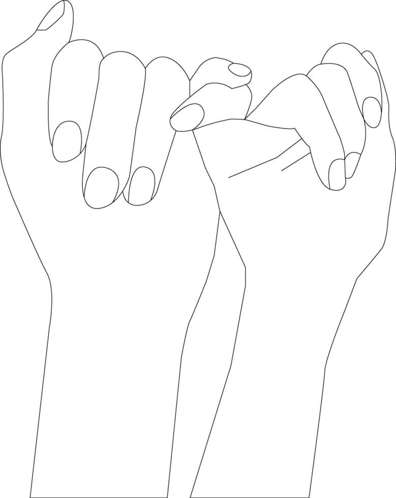 One line drawing hand holding on white background vector