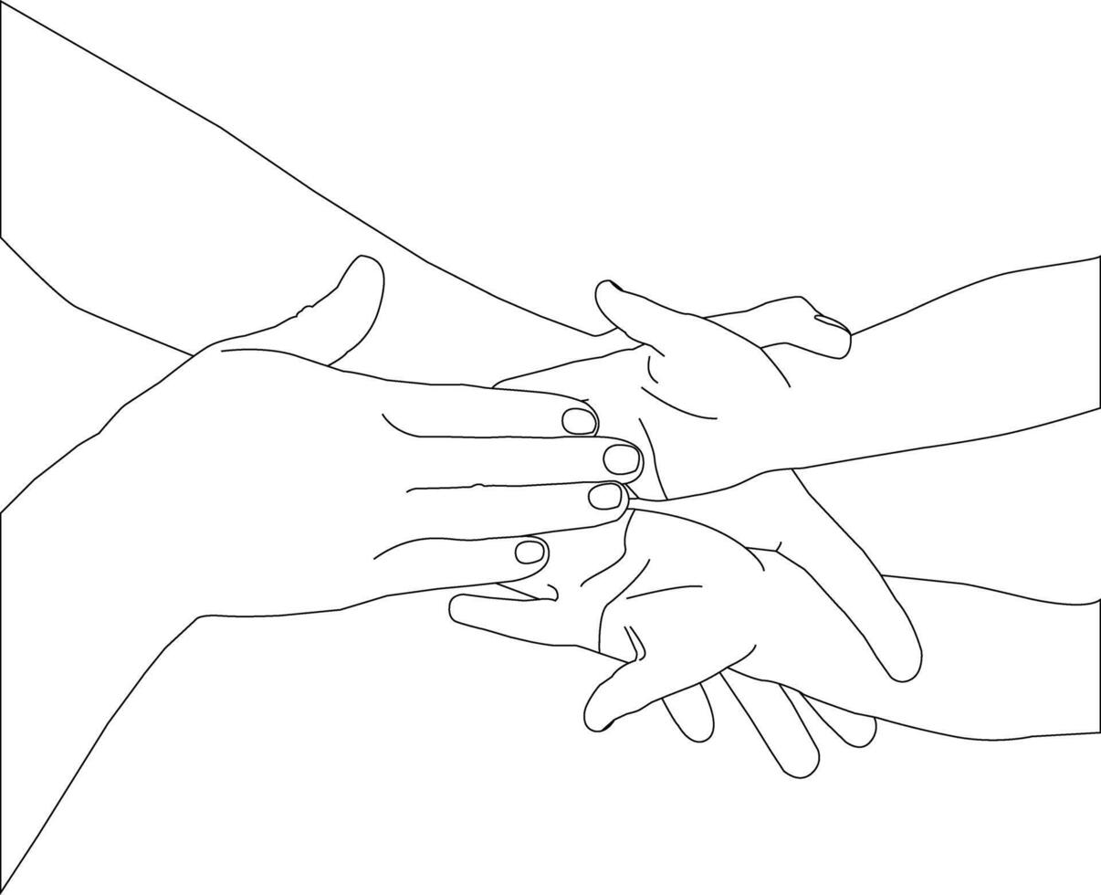 One line drawing hand holding on white background vector