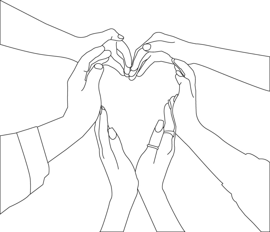 One line drawing hand holding on white background vector