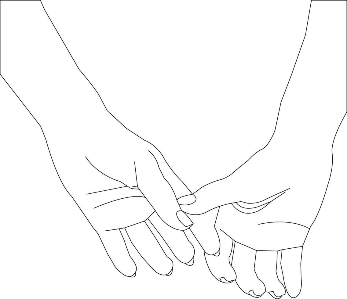 One line drawing hand holding on white background vector