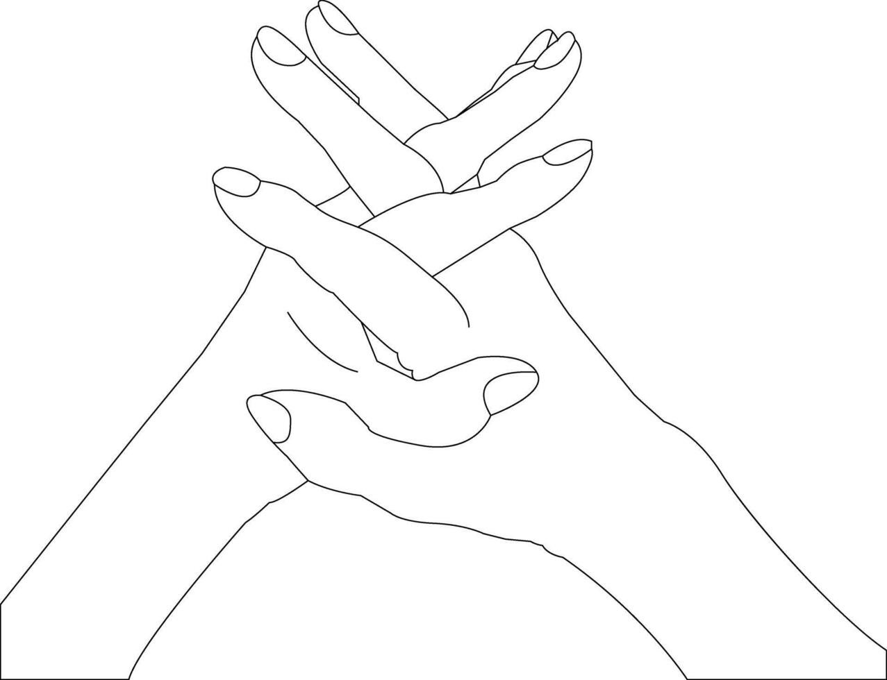 One line drawing hand holding on white background vector