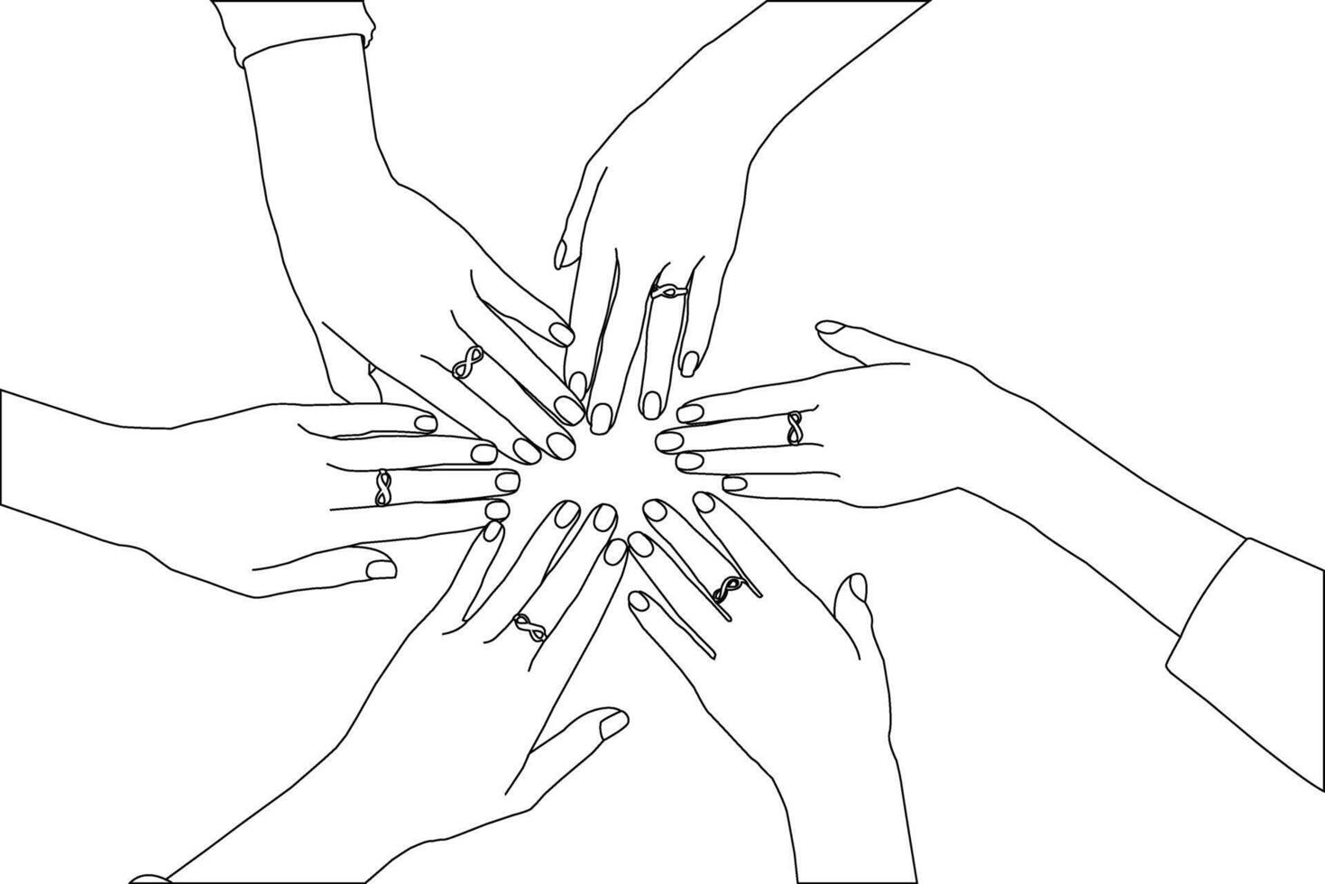One line drawing hand holding on white background vector