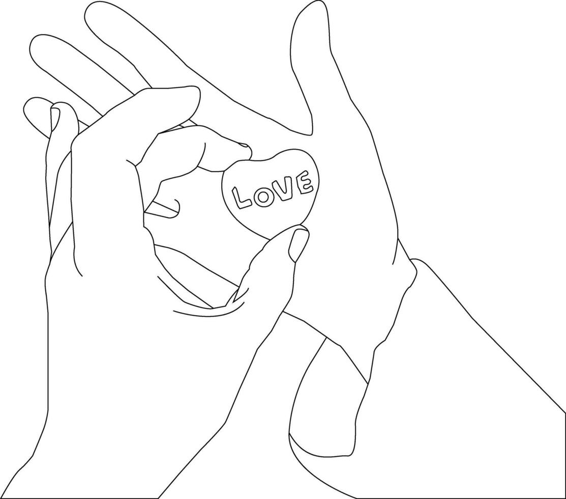 One line drawing hand holding on white background vector