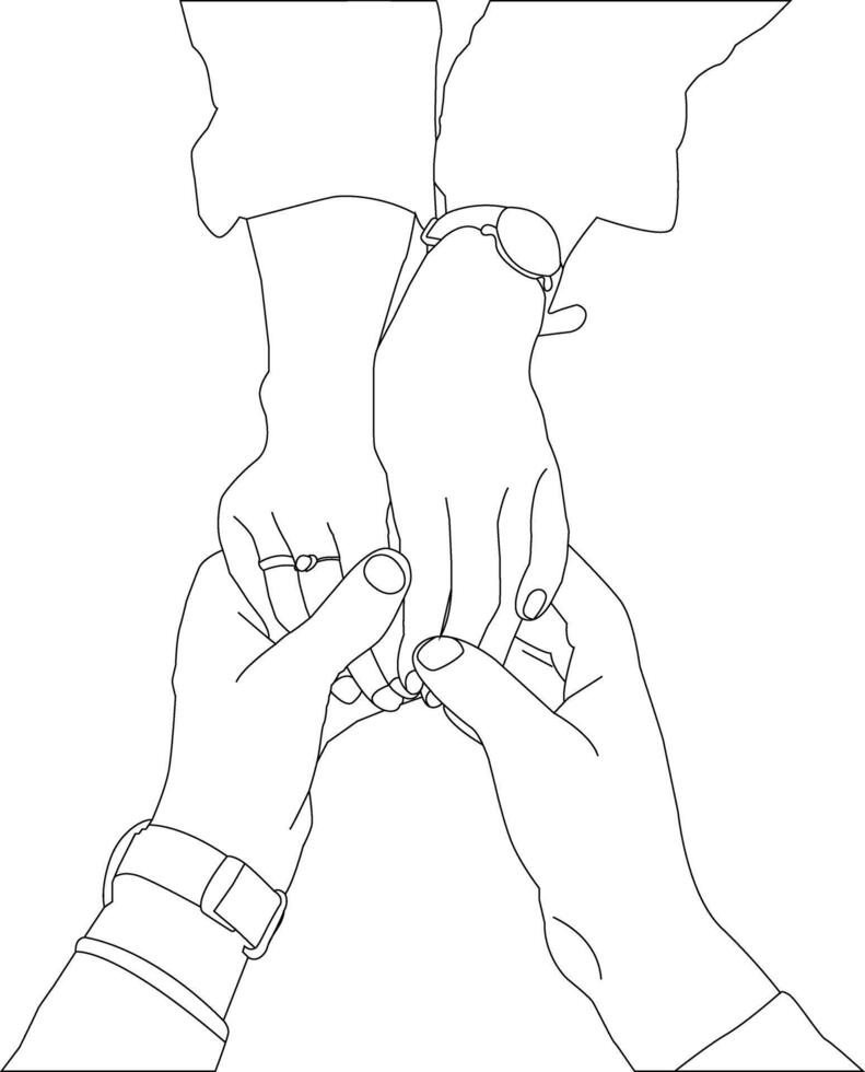 One line drawing hand holding on white background vector