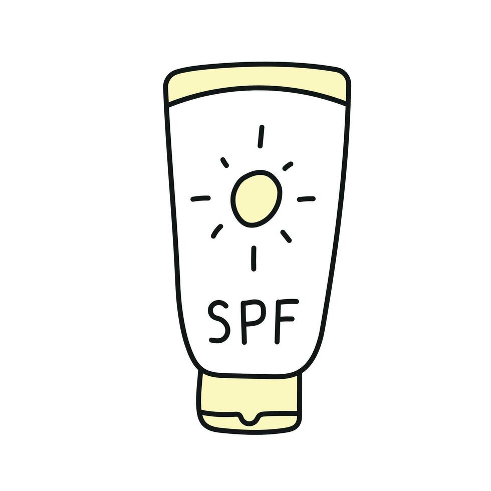 Sunscreen. illustration in doodle style vector