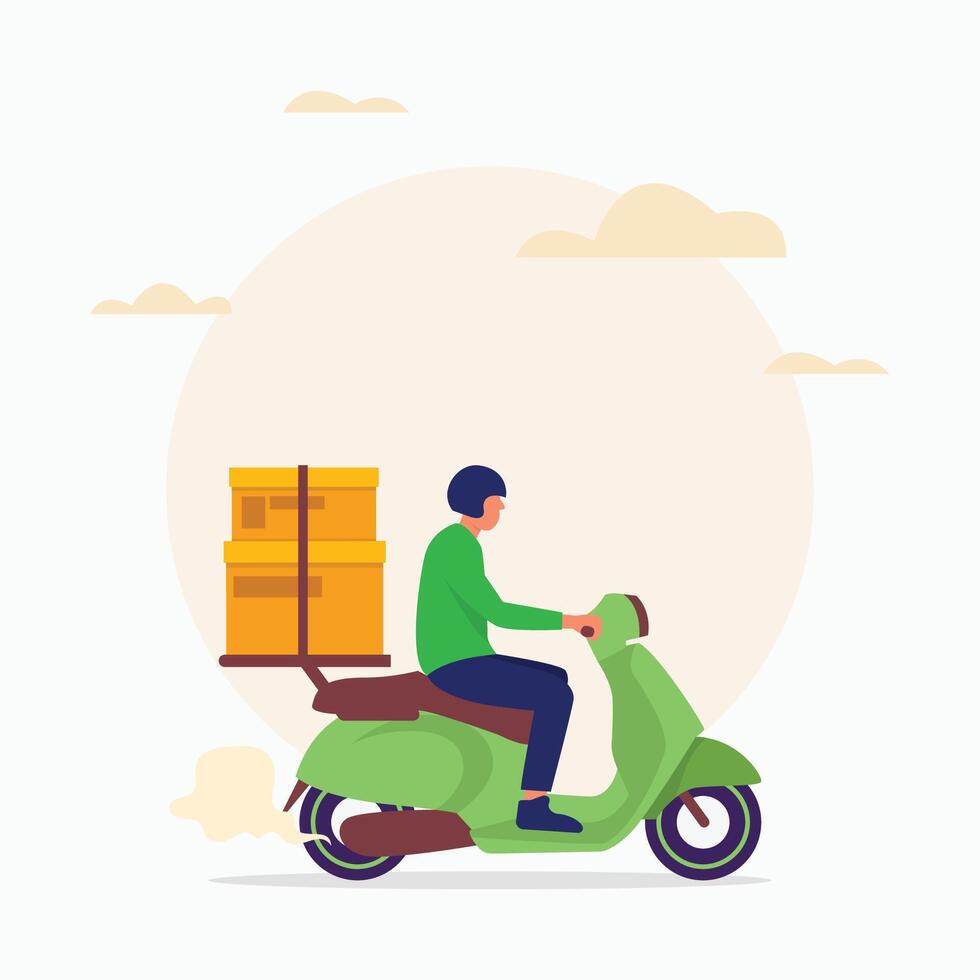 Delivery service with cardboard boxes concept flat illustration vector