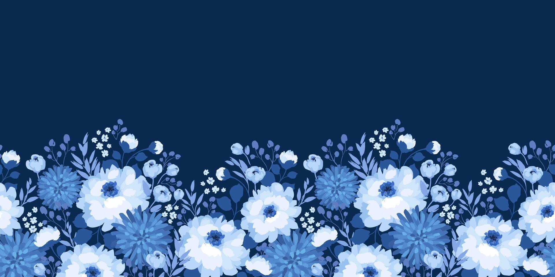 Blue floral seamless pattern. design for paper, cover, fabric, interior decor and other uses vector