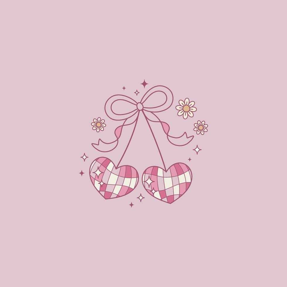 cute retro and flirty style cherry illustration vector