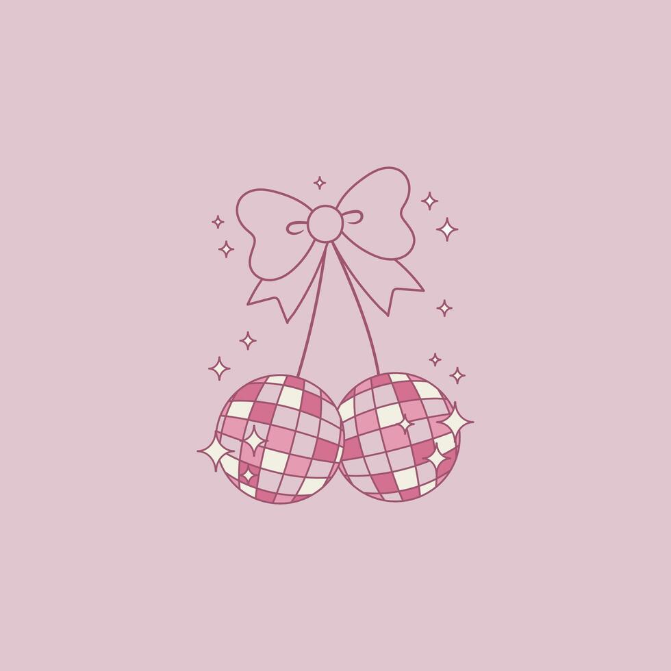 cute retro and flirty style cherry illustration vector