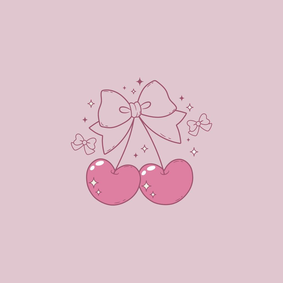 cute retro and flirty style cherry illustration vector