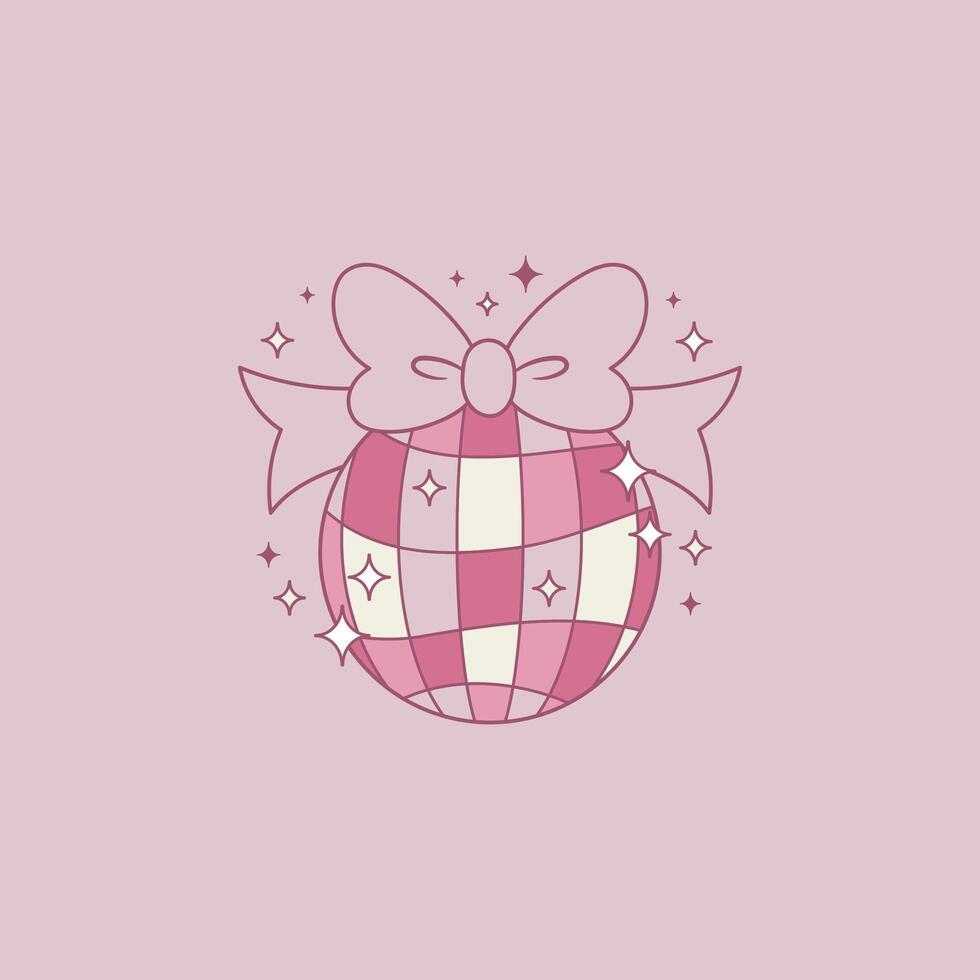 cute retro and coquette illustration of mirror sphere vector