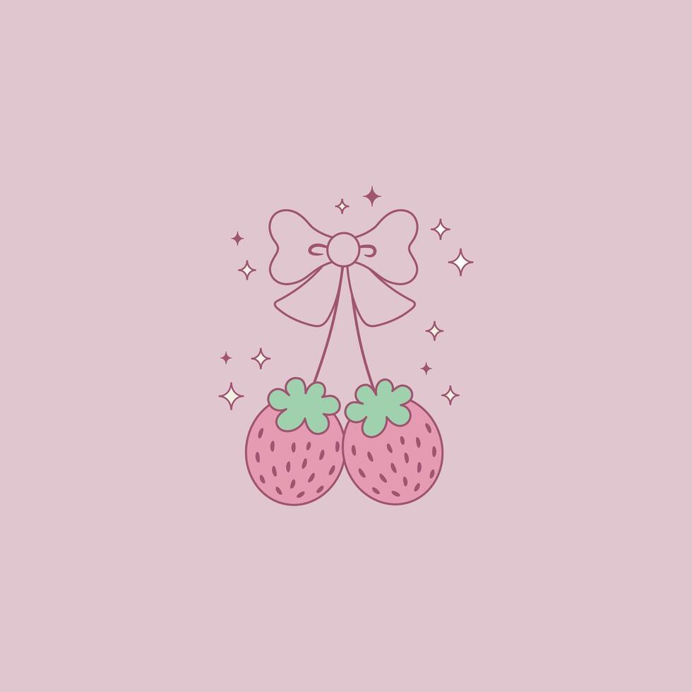 cute retro and flirty style cherry illustration vector