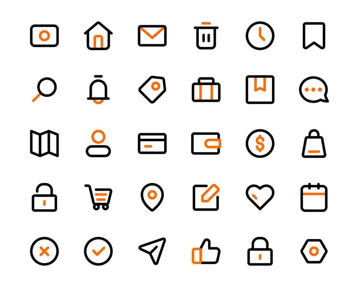 Set of User Interface Icon Logo Illustration in Flat Outline Style vector
