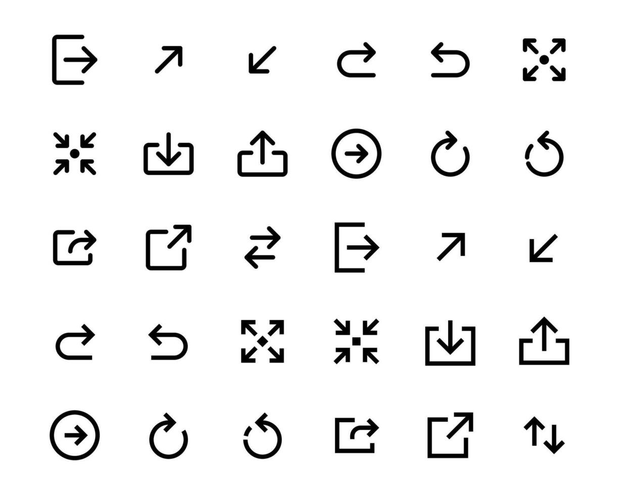 conjunto de usuario interfaz flecha icono logo ilustración en plano contorno estilo vector