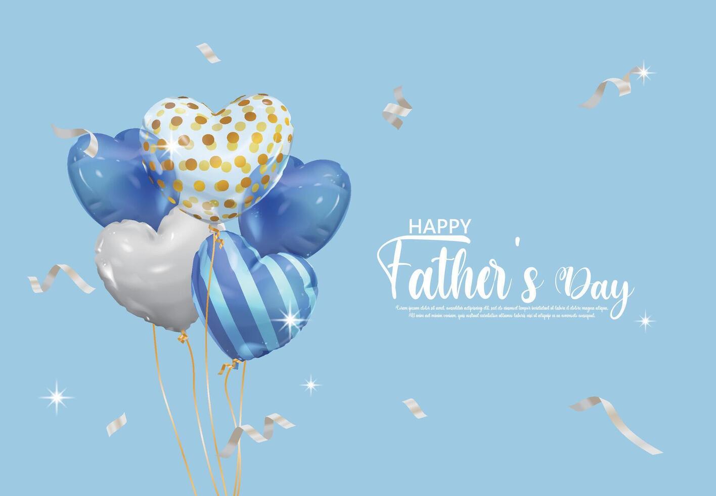 Father's Day greeting card with a bunch of heart balloons vector