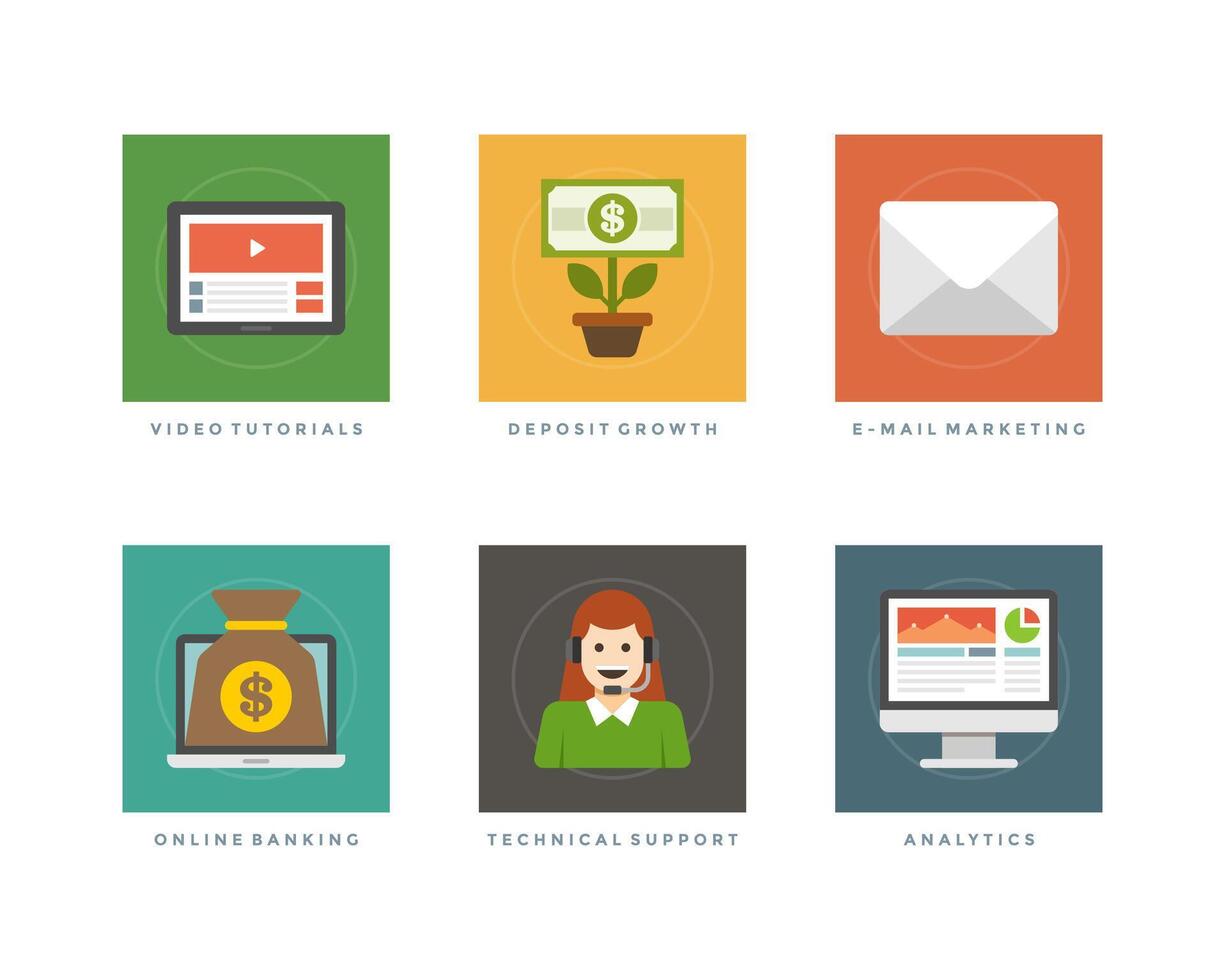 Business flat design icons illustration vector