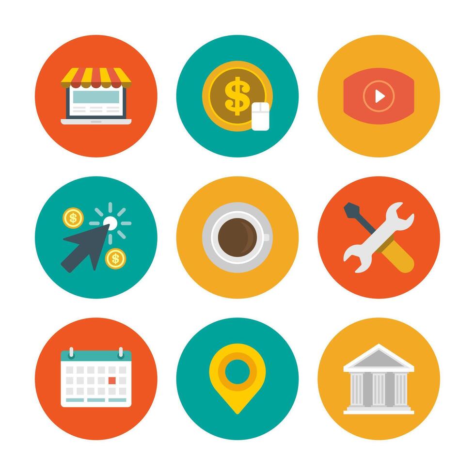 Flat design icons symbols for website and promotion banners. vector