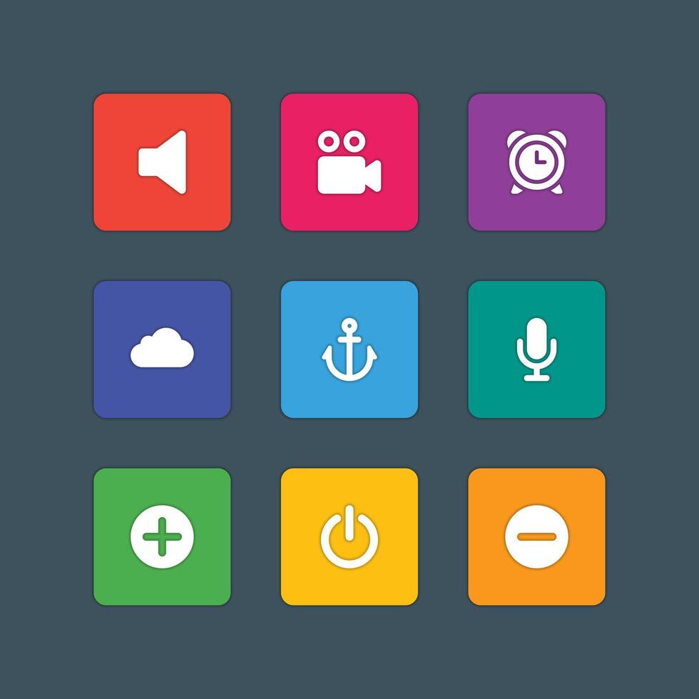 Material design style icons sign and symbols vector