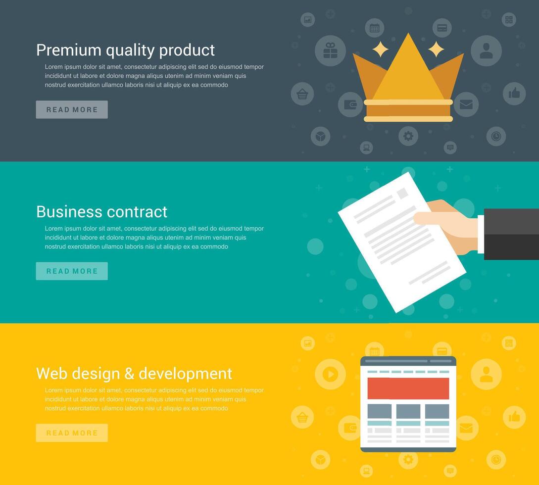 Website Headers or Promotion Banners Templates and Flat Icons Design vector