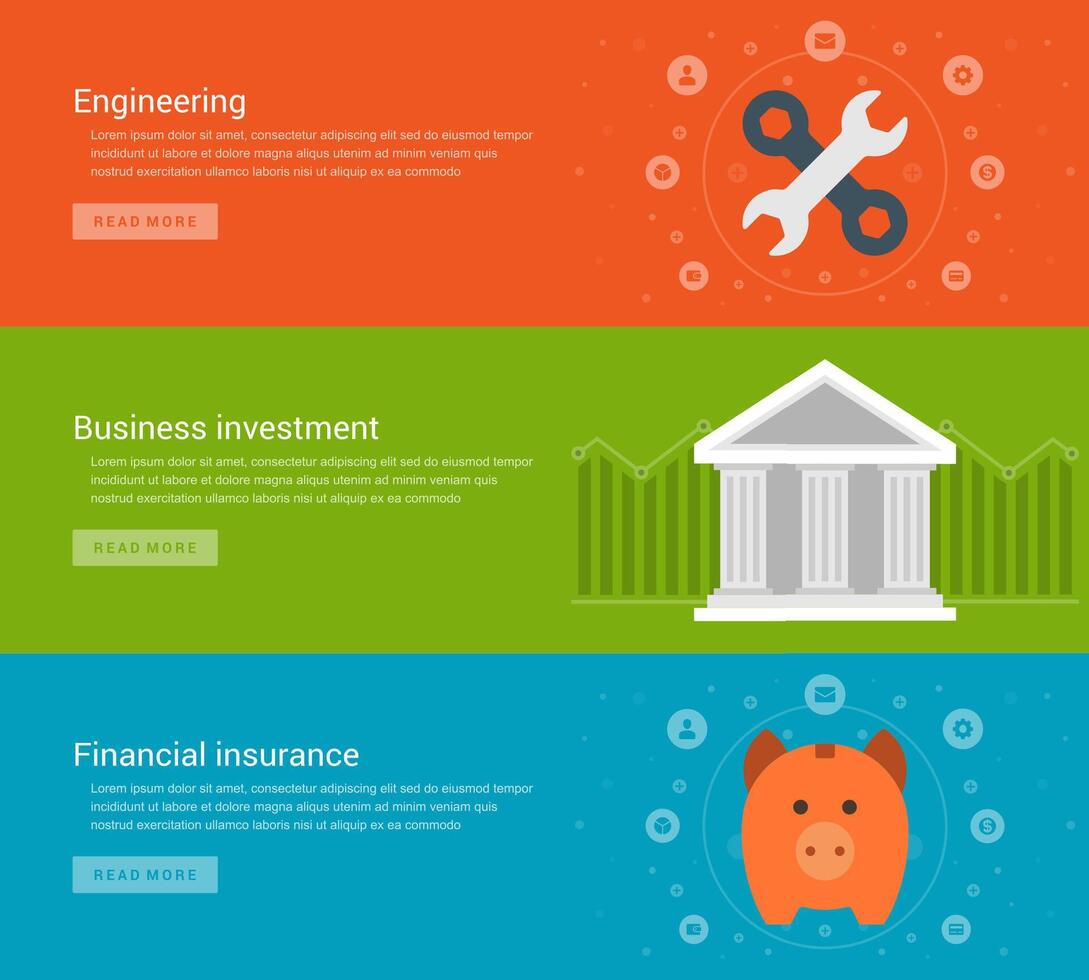 Website Headers or Promotion Banners Templates and Flat Icons Design vector