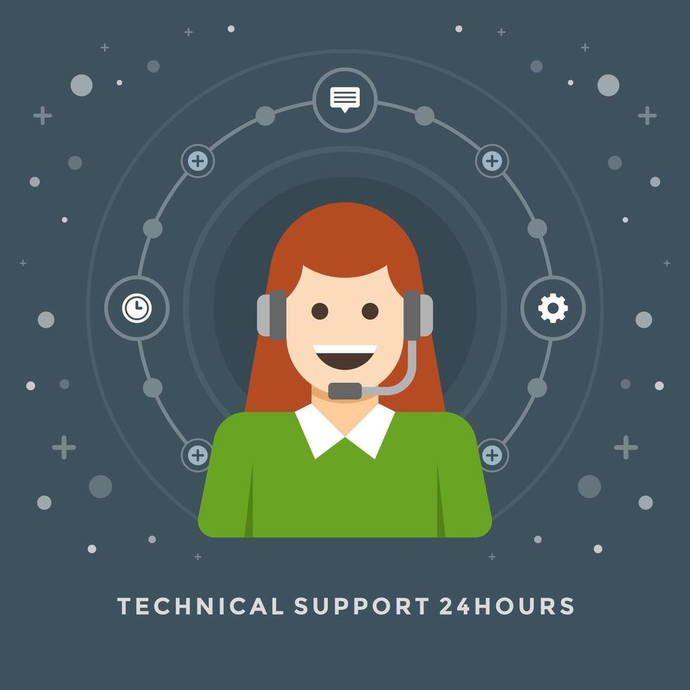 Flat design business illustration concept Technical support vector