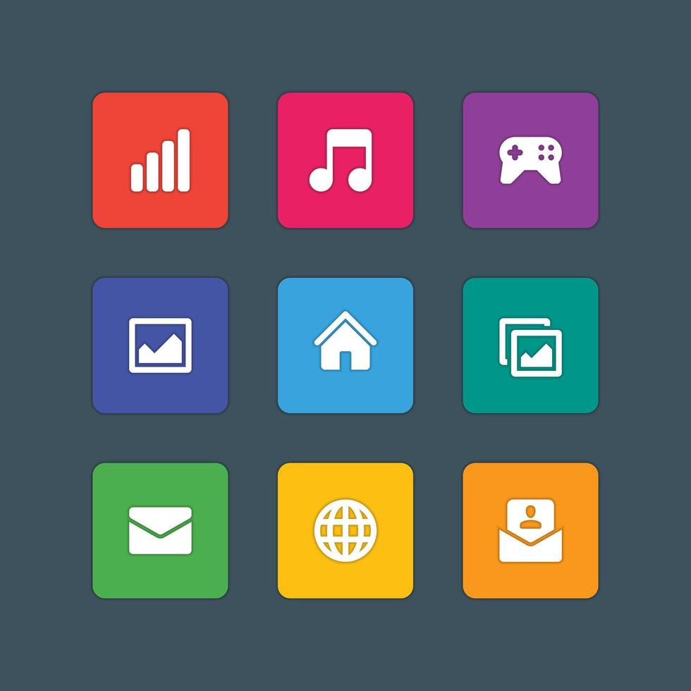 Material design style icons sign and symbols vector