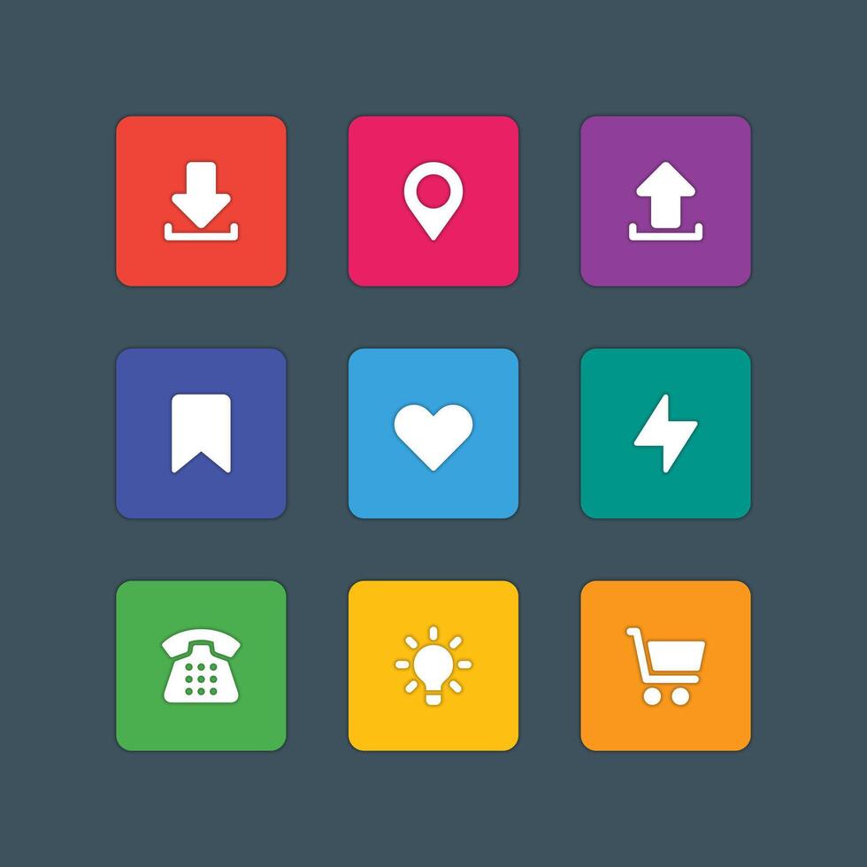 Icons in material design style sign and symbols vector