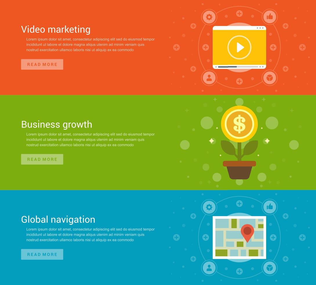 Website Headers or Promotion Banners Templates and Flat Icons Design vector