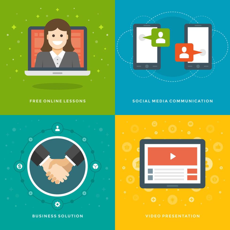 Website Promotion Banners Templates and Flat Icons Design vector