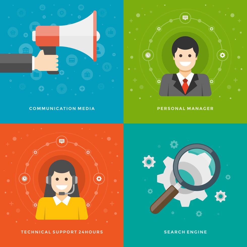 Website Promotion Banners Templates and Flat Icons Design vector