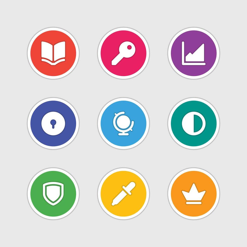 Icons in material design style sign and symbols vector