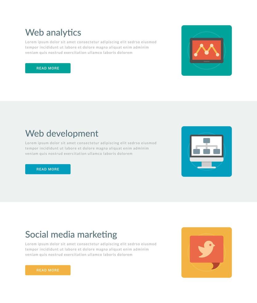 sitio web encabezados o promoción pancartas plantillas y plano íconos diseño vector