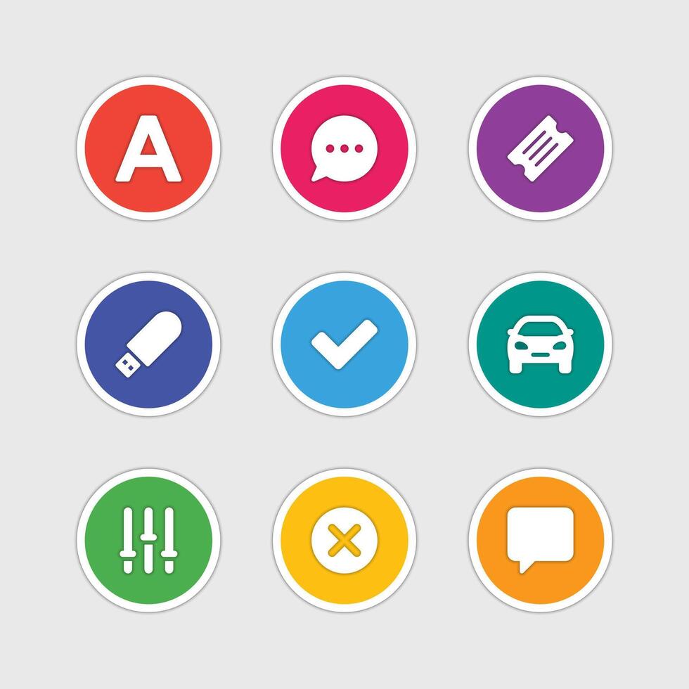 Icons in material design style sign and symbols vector