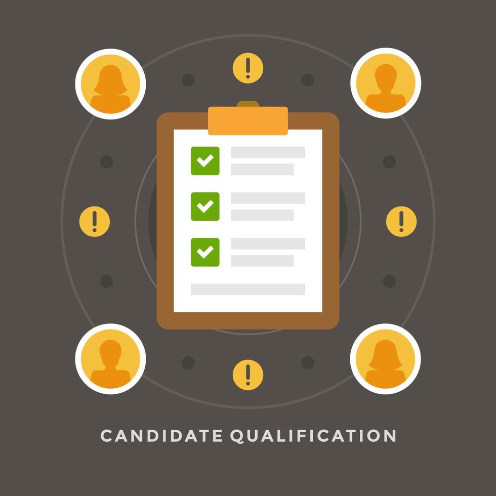 Flat design business illustration concept Candidate qualification vector