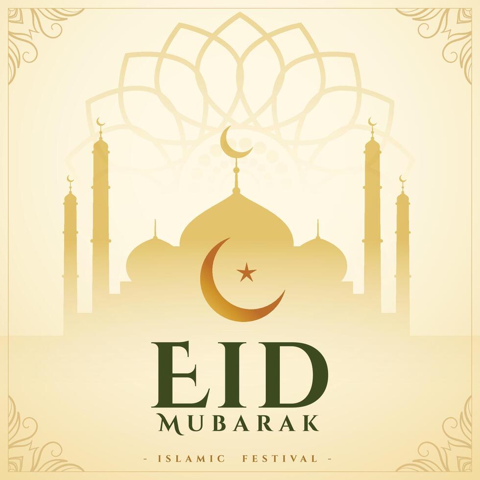 tradicional eid Mubarak víspera fiesta antecedentes con mezquita vector